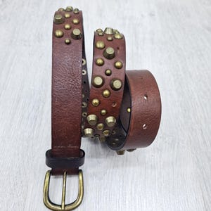 Italy Womens Belt L/XL Brown leather belt Boho Belt dress belt hippie belt jeans belt steampunk cowgirl belt disco Western belt