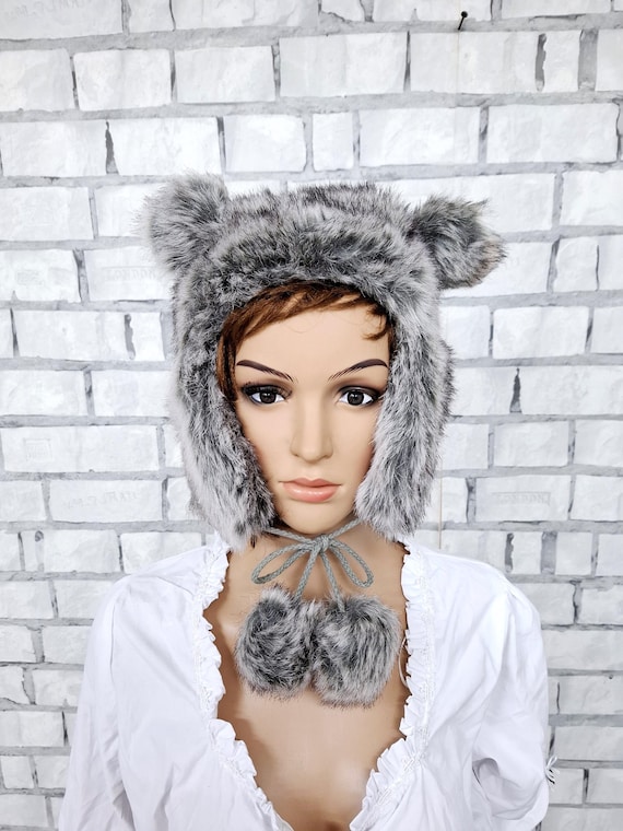Cappello con orecchie per adulti, cappello in pelliccia sintetica