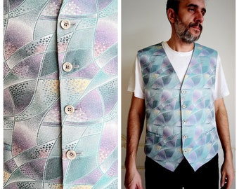 mens vest wedding vest patterned vest mens boho vest mens waistcoat vest suit Vest Sleeveless Jacket mens hippie vest Abstract vest XXL