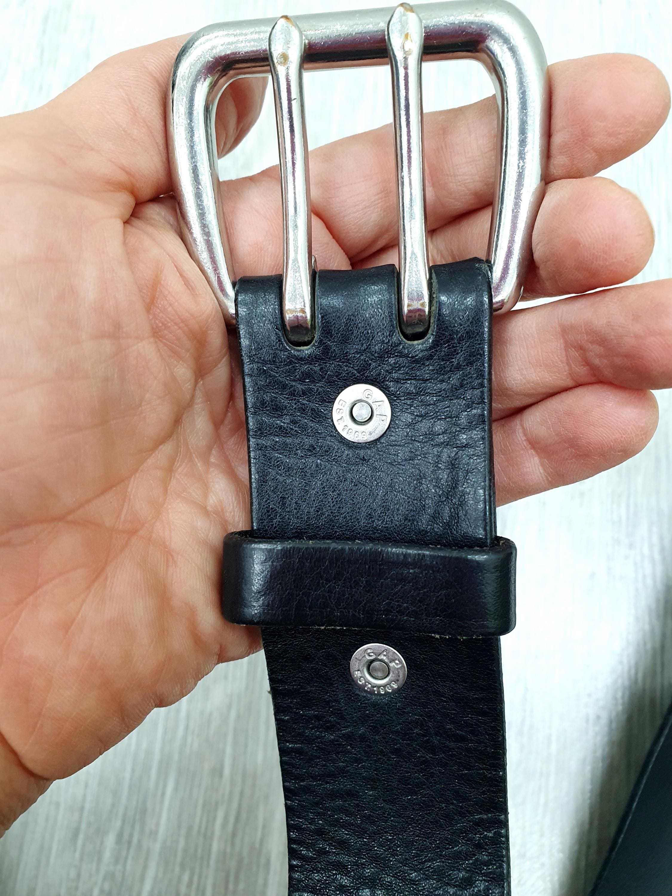 Vintage GAP Genuine Cow Black Leather Belt L Mens Genuine  display picture 2