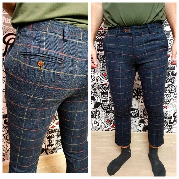 Mens Wool Pants Retro Pants Mens Pants Checkered … - image 1