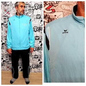 blue black track suit XL Mens track suit 90s colorful sport suit vintage Mens sport pants Mens windbreaker track top