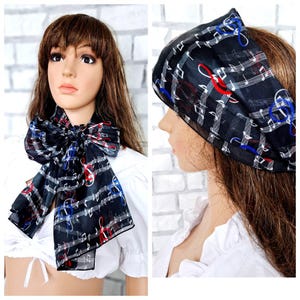 Écharpe cheveux pour femme accessoires noir châle imprimé clé de sol clé de sol écharpe note foulard imprimé note châle satin vintage femme écharpe