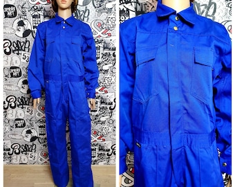 UNISEX Tute uomo Tuta uomo Tuta utility blu workwear blu Tute vintage blu Tuta  meccanico uniforme Bavaglino Salopette Overall S -  Italia