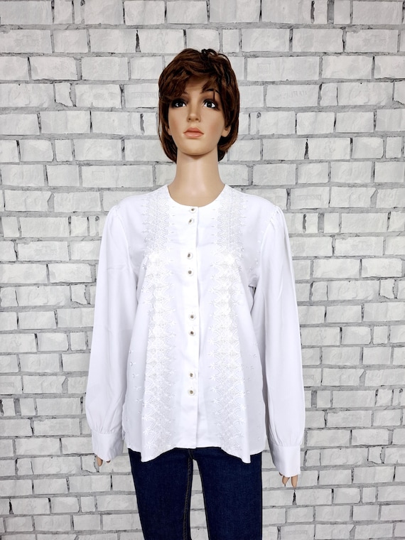 Ropa victoriana de los años 80, blusa victoriana XL, blusa blanca
