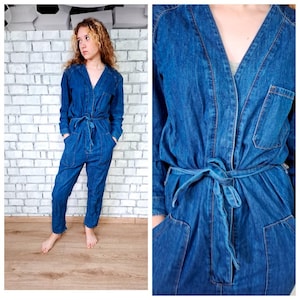 Denim Overall M vintage womens overall pants Denim jumpsuit Denim Pants jean overalls Retro overalls Denim Coverall  grunge jeans Coveralls