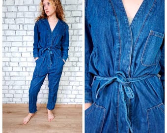 Denim Overall M vintage womens overall pants Denim jumpsuit Denim Pants jean overalls Retro overalls Denim Coverall  grunge jeans Coveralls