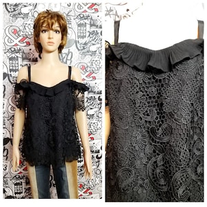 black Top goth Clothing goth Top black womens Top vintage Formal Top black Tank Top black Crop Top L