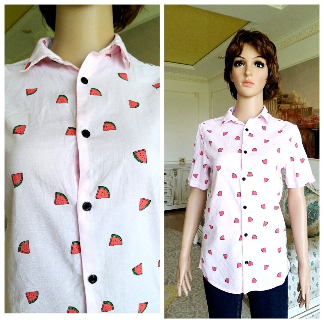 Watermelon Blouse XS Pink Blouse Watermelon Print Clothing Womens ...