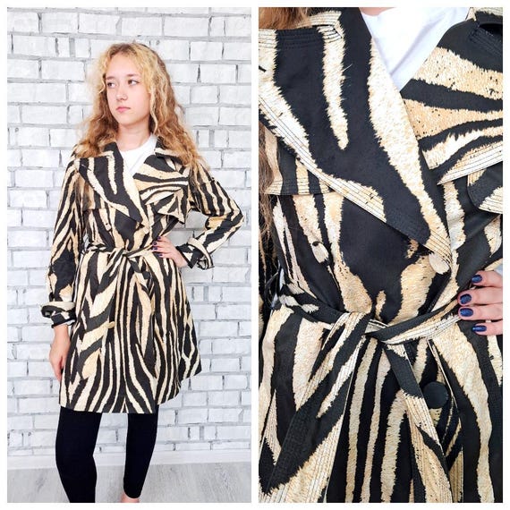 H&M Tiger Trench Coat S Women Coat Vintage Womens Jacket