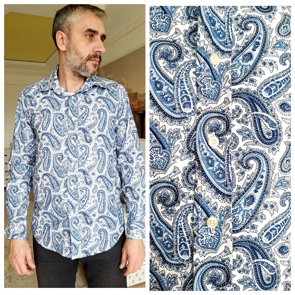 Mens shirt paisley print paisley shirt Abstract shirts mens Etsy