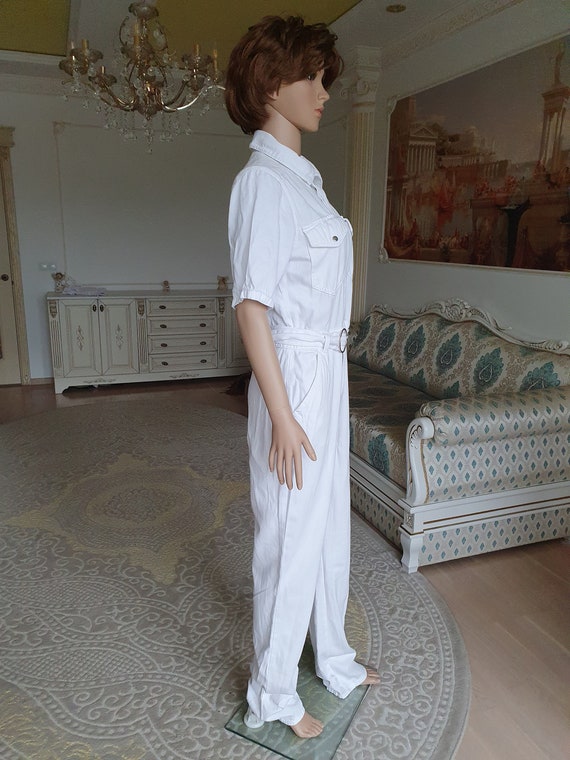 white Jumpsuit white Overalls Unisex One Piece wh… - image 7