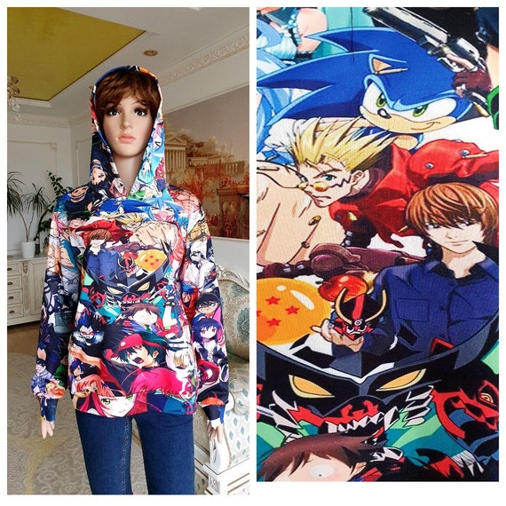 Oversize Hoodies Hooded Hoodies Anime Print Hoodies Anime Sweatshirt Retro Sweatshirt Vintage Sonic Sweatshirt Sonic Print Hoodies M Etsy UK
