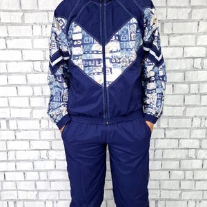 navy blue track suit M/L Mens sport suit vintage track suit track suit 80s Mens sport pants womens windbreaker track top Sportswear