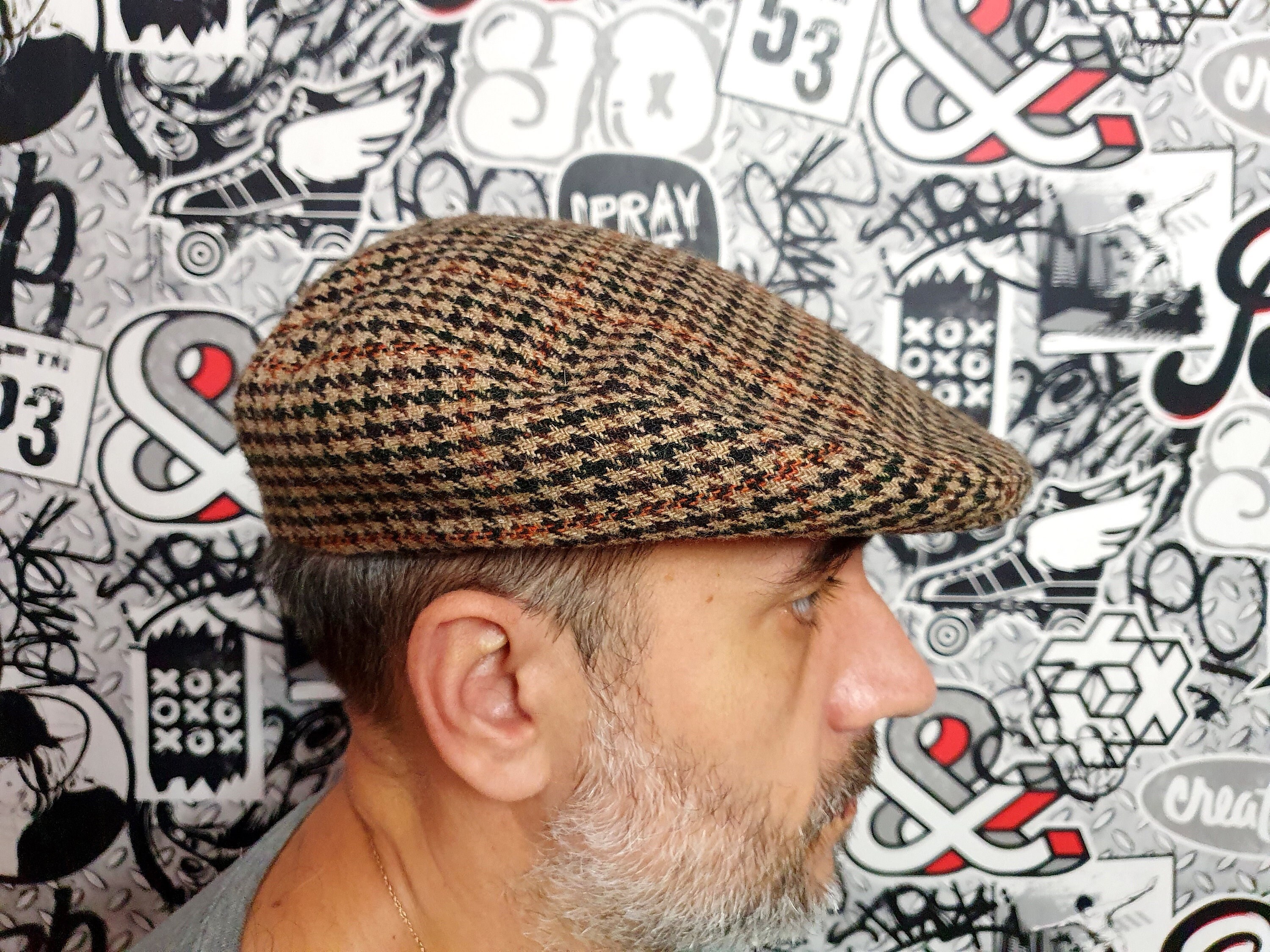 Houndstooth Flat Cap Etsy