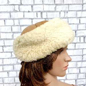 sheepskin Hat womens fur hat winter hat warm hat winter wear Headwear retro hat beige leather hat natural fur hat fur cap
