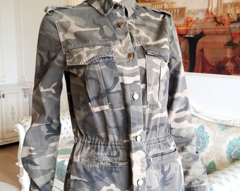 Damen Camo Jacke für Frauen Militärjacke Vintage Tarnjacke Khaki