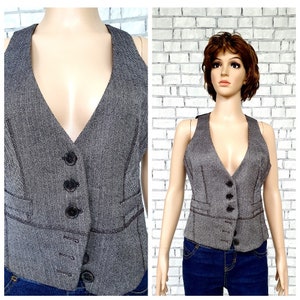 Victorian Corset S/M Tweed Vest plaid Vest womens Vest wool Vest Edwardian Vest Victorian Vest waistcoats Retro Vest fitted Vest