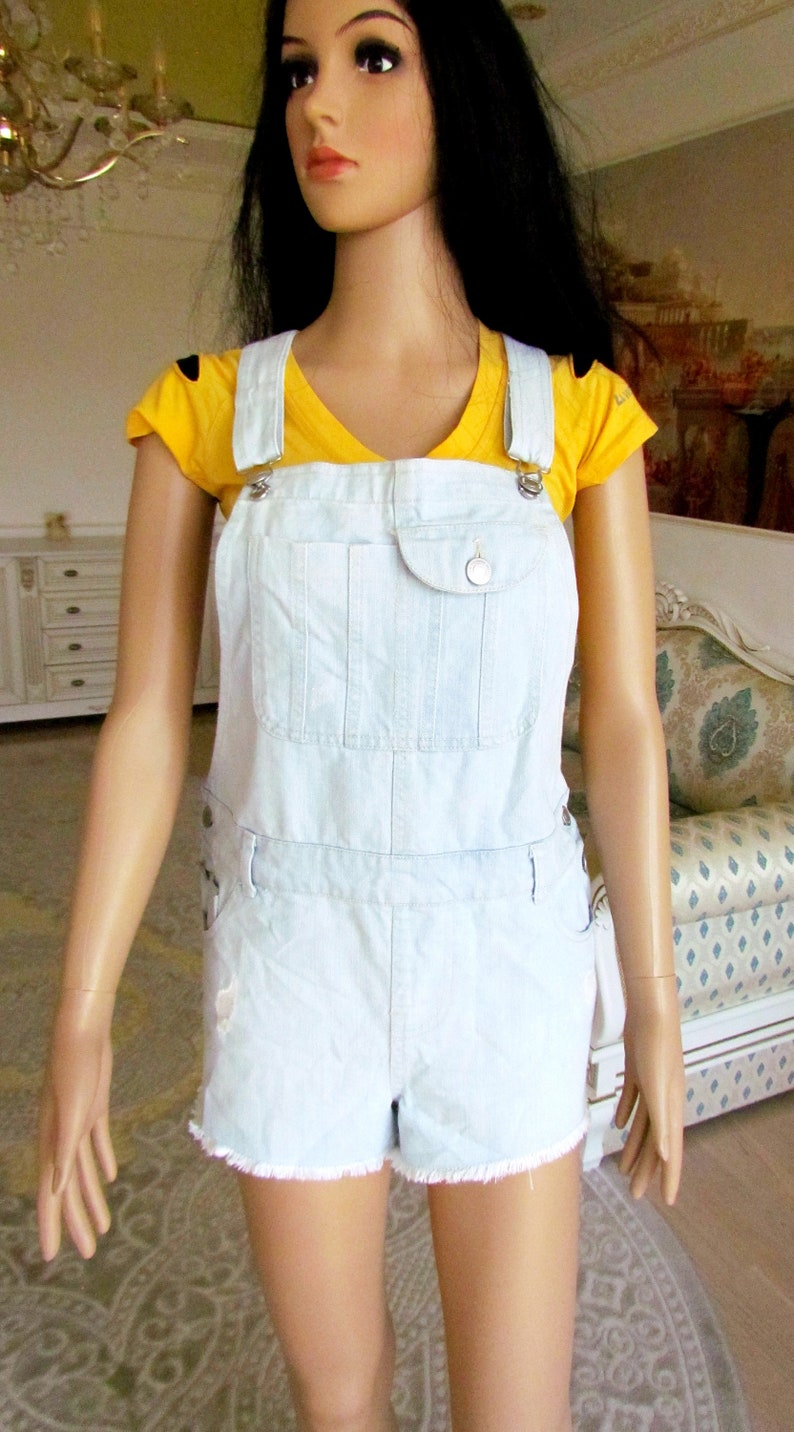 Denim Overall women overall short Denim jumpsuit jean overalls Retro overalls Bib Overall L shortalls Dungarees grunge overalls jean rompers image 8