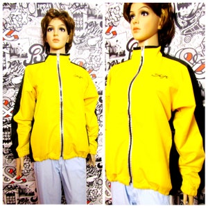 black yellow Windbreaker Jacket womens Clothing yellow Jacket athletic Clothing 90s Sport Coat Sports Jacket Windbreaker athletic jackets L