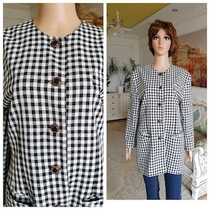 blazer oversize Blazer check Giacca da donna Giacca da donna Giacca oversize Blazer bianco nero Blazer Gingham blazer formale minimalista L