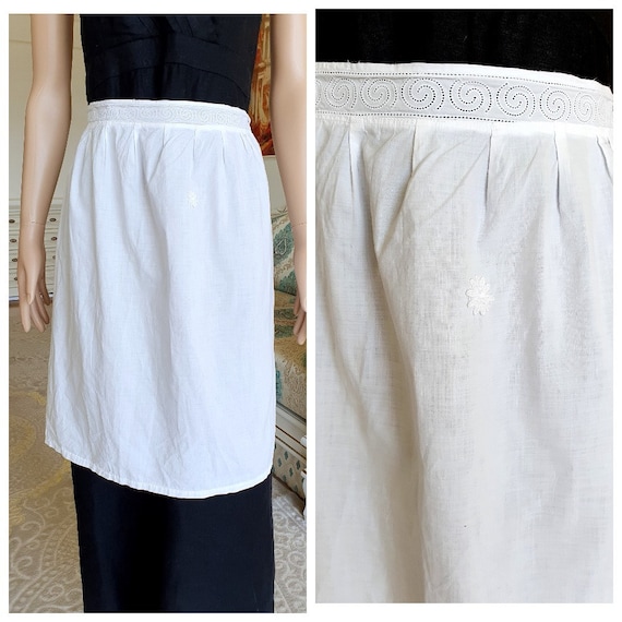 Half Apron french farmhouse White Pinafore White … - image 1