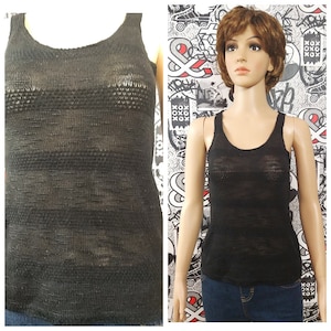 Black crochet top Black Top Black sleeveless Top Black sleeveless Top Tank Top Formal Top Black Crop Top goth Top S Bohemian Waistcoat