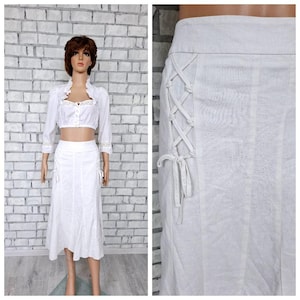 White Linen skirt 2XL womens white maxy skirt White skirt long Linen skirt retro skirt holiday skirt Hippie skirt summer skirt classic skirt