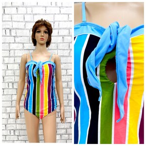 women Swimwear XL Vintage  Striped  swimsuits Rainbow Swimsuit Vintage One Piece  Abstract Bathing Suit boho swimsuits