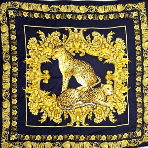 black gold leopard animals print shawl silk shawl square shawl silk Bandana kerchief shawl womens shawl womens Hair Scarf head covering