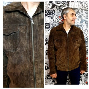Veste homme Veste en cuir homme automne Veste marron Cuir Vêtements en cuir véritable Manteau de sport XL