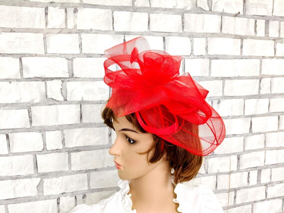 Red Headband Statement Headband Church Hat Derby Hat Wedding  display picture 1