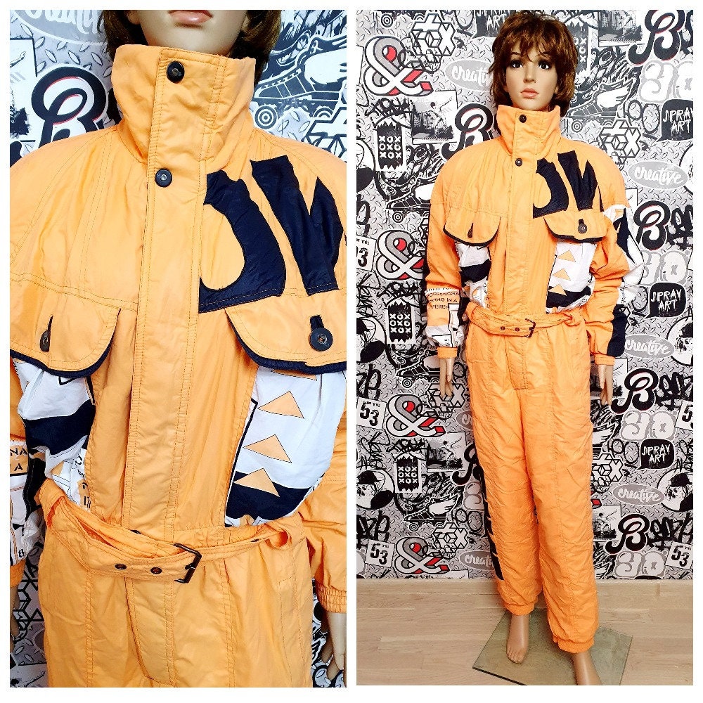 Orange Ski Suit Vintage Warm Clothing Vintage Skiing Suit Ski Etsy