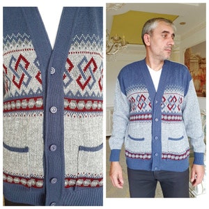 mens sweater mens cardigan Knitted cardigan pocket cardigan Winter sweater warm sweater Abstract cardigan Knitted sweater XL