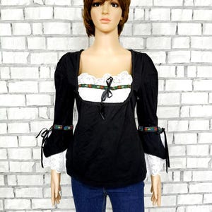 oktoberfest clothing Dirndl Blouse L  trachten folk blouse festival top Octoberfest Blouse Victorian top Oktoberfest Top Dirndl Crop Top