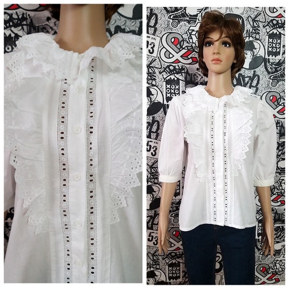 60s white lace Blouse Victorian Clothing Victorian