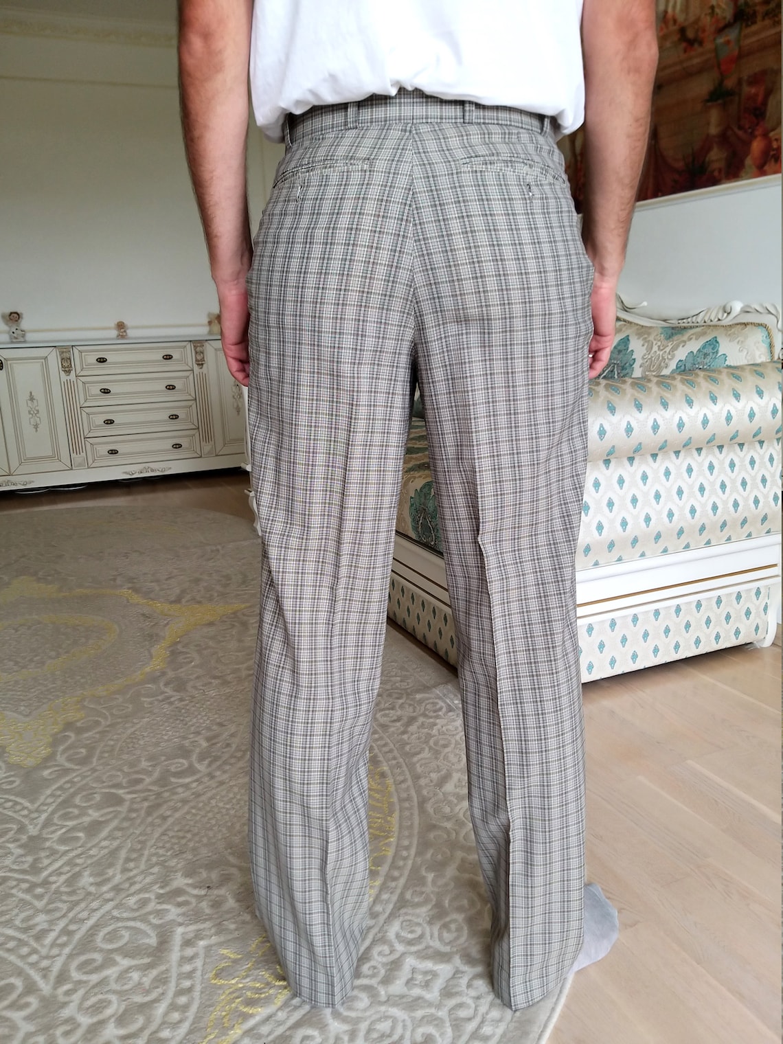 Mens Gray Pants Retro Pants Mens Pants Checkered Pants Plaid Etsy
