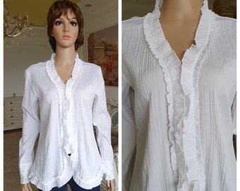 Witte blouse M/L Witte Roes blouse Witte Roes top piraat blouse Romantische blouse Victoriaanse blouse Edwardiaanse Blouse dichter shirt dichter blouse