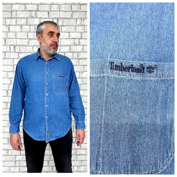 Chemise Timberland Chemise en jean Chemise en jean Chemise a manches longues pour homme Chemise vintage pour homme Cowboy Chemise boutonnee Chemise western L Etsy France