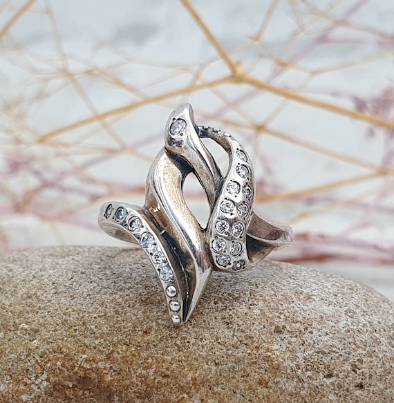 snake Jewelry Vintage Silver snake ring Statement… - image 1