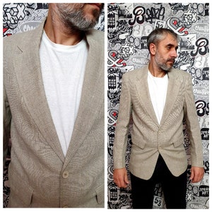 Slim Fit Tan Men's Linen Blazer 2 Button Notch Lapel Fitted Jacket By AZAR  MAN