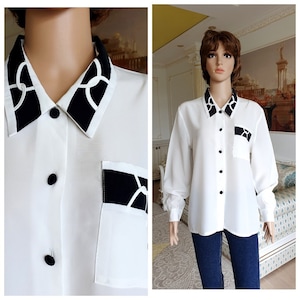 blusa feminina blusa de gola vintage camisa preta branca blusa de negócios blusa preta branca minimalista blusa formal l blusa casual todos os dias