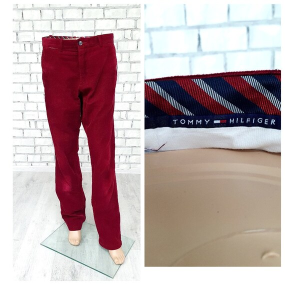 Red velvet pants best sale mens
