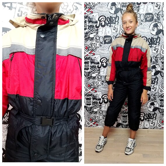 90s ski suit RED ski suit Kids Ski suit mountain c