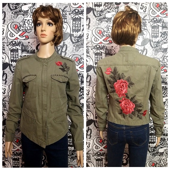 Embroidered Blazer M Embroidered Jacket Khaki Blazer Khaki Etsy