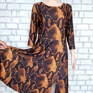 snake print dress XL vintage midi evening dress skater dress womens dress animal print  dress  Reptile dress casual everyday dress