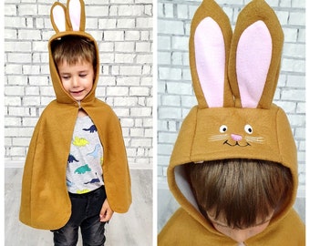 3T rabbit costume  bunny costume  kids Cape Cosplay rabbit Cape halloween costume bunny Cape hooded Cape children Cape  animal Cape