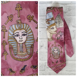 cadeau pour Homme cadeau pour Lui Cravate imprimée égyptienne Toutankhamon pharaon pyramides imprimer cravate Egypte cravate imprimée Cravate homme Cravate pour garçons d’honneur