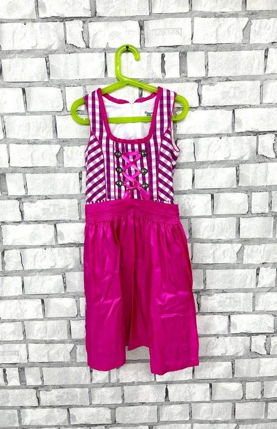 pink Gingham Girl Dirndl dress kids children Dirn… - image 2
