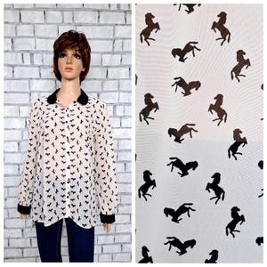 animal shirt minimalist blouse M  women blouse women shirt Horse shirt Horse print top  blouse animal print top animal blouse casual Blouse